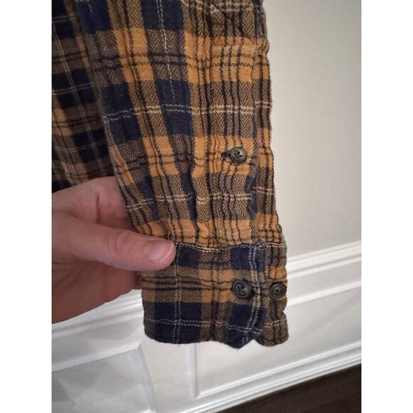 Barbour Shirt Men’s Size Medium Flannel Yellow Brown Plaid The Steve McQueen - Picture 10 of 13